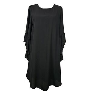 Joseph Ribkoff US 4 Black Ruffle Short Dress Chiffon Tiers Dark Romantic Evening